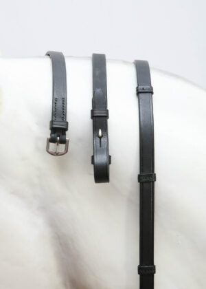 cDobert Leather Reins with Hand Stops 60" Black Inv 6194